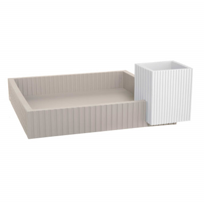 Bongelli Preziosi Modular Vaso da tavolo basso dal design moderno con portavasi cubici in marmorino Colore: Nocciola