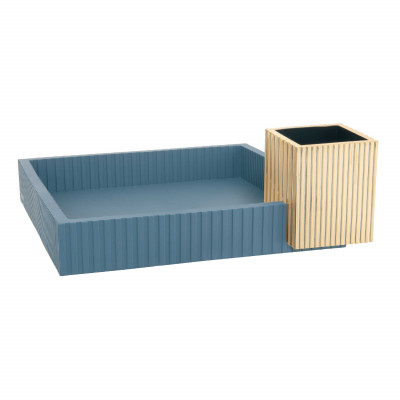 Bongelli Preziosi Modular Vaso da tavolo basso dal design moderno con portavasi cubici in marmorino Colore: Blu Distante