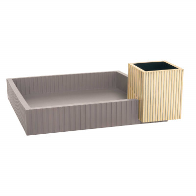 Bongelli Preziosi Modular Vaso da tavolo basso dal design moderno con portavasi cubici in marmorino Colore: Tortora