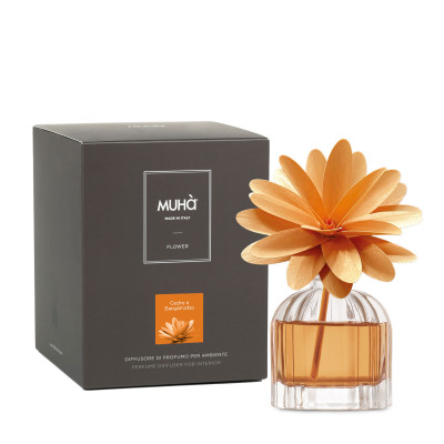 Muhà - Flower - Profumazione per ambiente diffusore in bottiglia con bastoncino a fiore - Colore: Arancione - SKU: H604