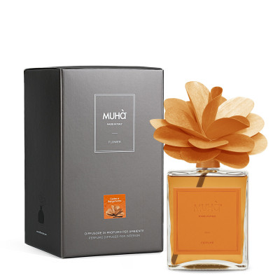 Muhà - Flower - Profumazione per ambiente diffusore in bottiglia con bastoncino a fiore - Colore: Arancione - SKU: H514
