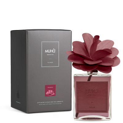 Muhà - Flower - Profumazione per ambiente diffusore in bottiglia con bastoncino a fiore - Colore: Bordeaux - SKU: H520