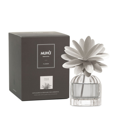 Muhà - Flower - Profumazione per ambiente diffusore in bottiglia con bastoncino a fiore - Colore: Grigio Chiaro - SKU: H609