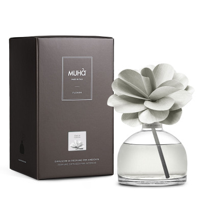Muhà - Flower - Profumazione per ambiente diffusore in bottiglia con bastoncino a fiore - Colore: Grigio Chiaro - SKU: H209
