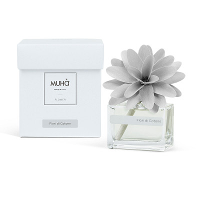 Muhà - Flower - Profumazione per ambiente diffusore in bottiglia con bastoncino a fiore - Colore: Grigio Chiaro - SKU: H309