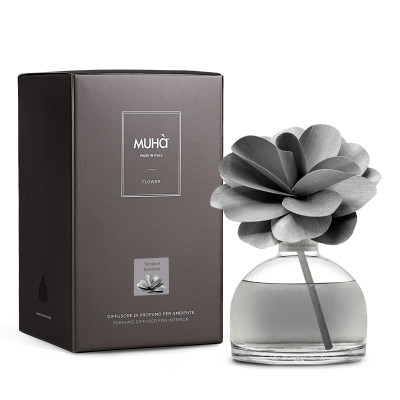 Muhà - Flower - Profumazione per ambiente diffusore in bottiglia con bastoncino a fiore - Colore: Grigio - SKU: H202