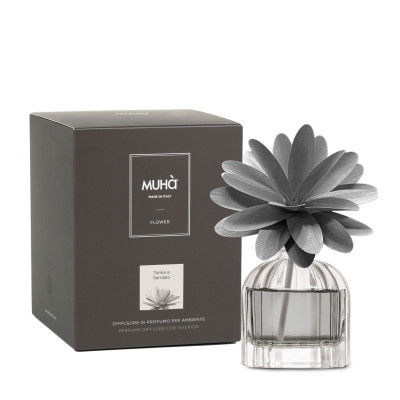 Muhà - Flower - Profumazione per ambiente diffusore in bottiglia con bastoncino a fiore - Colore: Grigio - SKU: H602