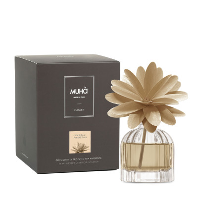 Muhà - Flower - Profumazione per ambiente diffusore in bottiglia con bastoncino a fiore - Colore: Oro - SKU: H603
