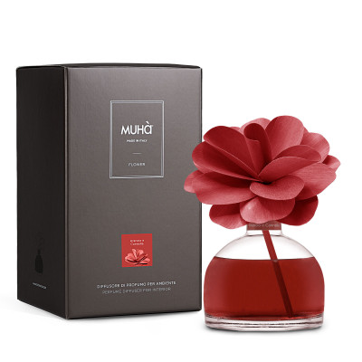 Muhà - Flower - Profumazione per ambiente diffusore in bottiglia con bastoncino a fiore - Colore: Rosso - SKU: H201