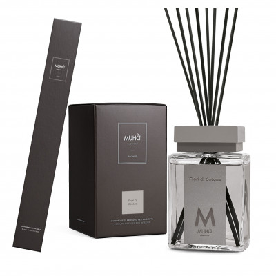 Muhà - Bastoncino - Profumazione per ambiente con diffusore in bottiglia e bastoncini - Colore: Grigio Chiaro - SKU: B508