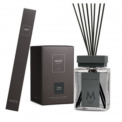 Muhà - Bastoncino - Profumazione per ambiente con diffusore in bottiglia e bastoncini - Colore: Grigio Scuro - SKU: B509