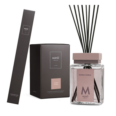 Muhà - Bastoncino - Profumazione per ambiente con diffusore in bottiglia e bastoncini - Colore: Rosa Chiaro - SKU: B506