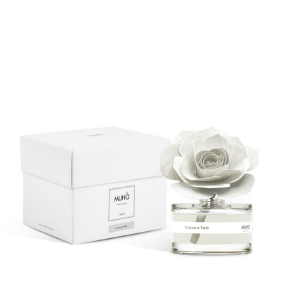  Muhà - Rose - Profumazione per ambiente diffusore in bottiglia con bastoncino a fiore - Colore: Bianco - SKU: L501 