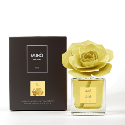 Muhà - Rose - Profumazione per ambiente diffusore in bottiglia con bastoncino a fiore - Colore: Giallo - SKU: L105