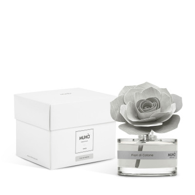  Muhà - Rose - Profumazione per ambiente diffusore in bottiglia con bastoncino a fiore - Colore: Grigio Chiaro - SKU: L508 