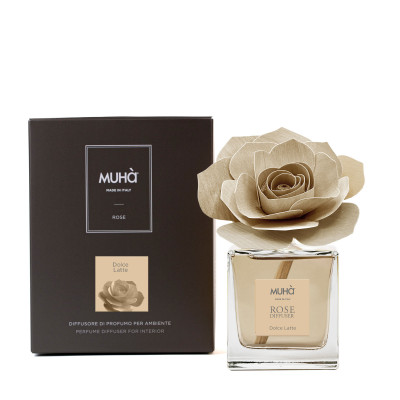 Muhà - Rose - Profumazione per ambiente diffusore in bottiglia con bastoncino a fiore - Colore: Marrone Chiaro - SKU: L109