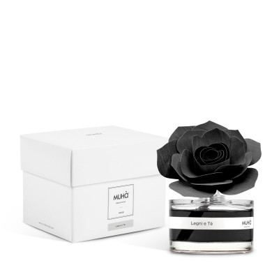 Muhà - Rose - Profumazione per ambiente diffusore in bottiglia con bastoncino a fiore - Colore: Nero - SKU: L506 