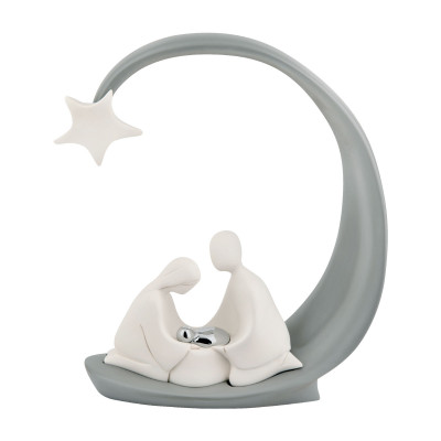 Bongelli Preziosi Cometa Statuina moderna con Sacra Famiglia stilizzata Colore: Grigio