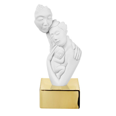 Bongelli Preziosi Scultura da tavolo in marmorino con base con la famiglia abbracciata Colore: Oro