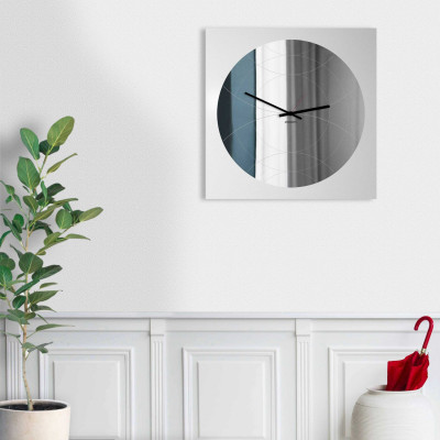 Design Object Orologio da parete specchiato stile moderno design italiano "SPECCHIO NARCISO" Colore: Grigio Chiaro
