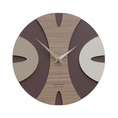 CalleaDesign - Baz - Orologio da parete rotondo in legno dal design moderno ed elegante - Colore: Noce Canaletto - SKU: 10-036-85