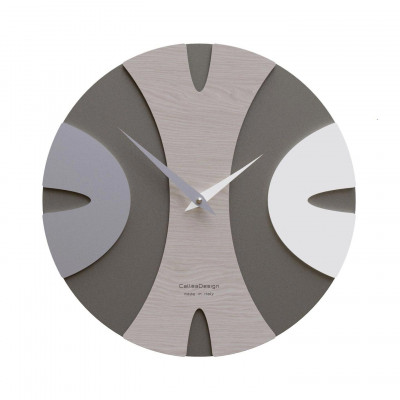 CalleaDesign - Baz - Orologio da parete rotondo in legno dal design moderno ed elegante - Colore: Rovere Breeze - SKU: 10-036-83