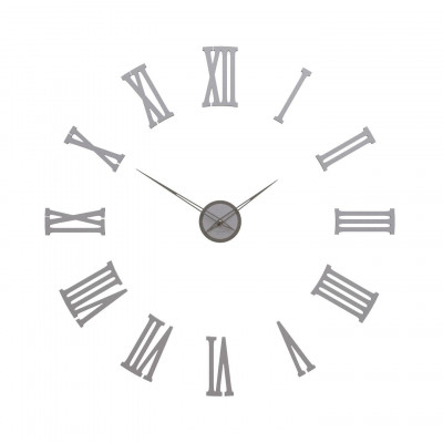 CalleaDesign - da Vinci - Orologio da parete in legno con numeri romani dal design moderno - Colore: Alluminio - SKU: 10-334-2