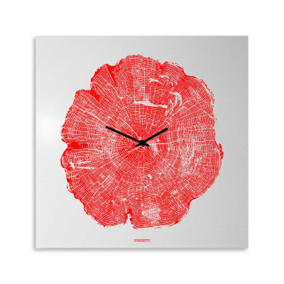 Design Object - Orologio da parete in metallo di design italiano per soggiorno "LIFE" - Colore: Rosso - SKU: IT610R