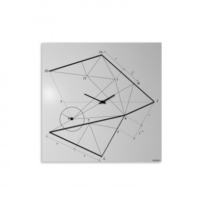 Design Object - Orologio da parete minimalista con disegno a serigrafia geometrica "TIME LINE" - Colore: Bianco - SKU: IT606W