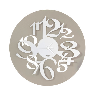 Arti e Mestieri - Orologio da parete con numeri grandi con effetto tridimensionale "Focus" - Colore: Sabbia/Bianco - SKU: 0OR3271C132