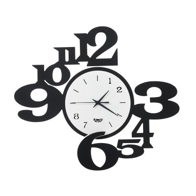 Arti e Mestieri - Orologio da parete King moderno in metallo "King" - Colore: Nero/Bianco - SKU: 0OR3310C44