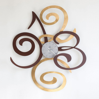 Arti e Mestieri - Filomena - Orologio da parete decorativo grande in metallo numeri artistici e di design - Colore: Bronzo/Oro - SKU: 0OR2288C106