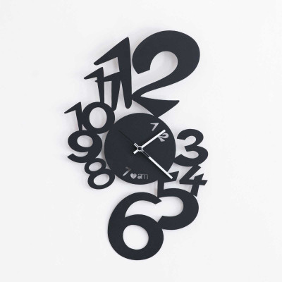 Arti e Mestieri - Lupin - Orologio da parete moderno con numeri oversize in metallo tagliato - Colore: Nero - SKU: 0OR11019C71