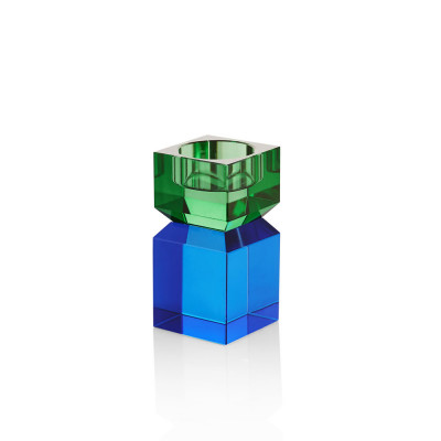 Ottaviani - Portacandela in cristallo dal design moderno medio - Colore: Verde/Blu - SKU: 800416M