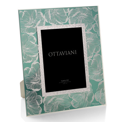 Ottaviani - Flora - Portafoto da tavolo dal design moderno ed elegante con cornice in cristallo - Colore: Verde - Foto 13x18 - SKU: 6022VA