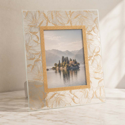 Ottaviani Flora Portafoto da tavolo dal design moderno ed elegante con cornice in cristallo Foto 13x18 Colore: Oro