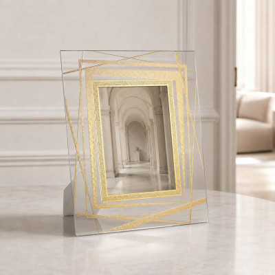 Ottaviani Il Ricordo Portafoto da tavolo dal design moderno ed elegante con cornice in cristallo Foto 13x18 Colore: Oro