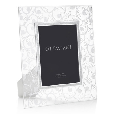 Ottaviani - Riccioli - Portafoto da tavolo dal design moderno ed elegante con cornice in cristallo - Colore: Argento - Foto 13x18 - SKU: 6024A