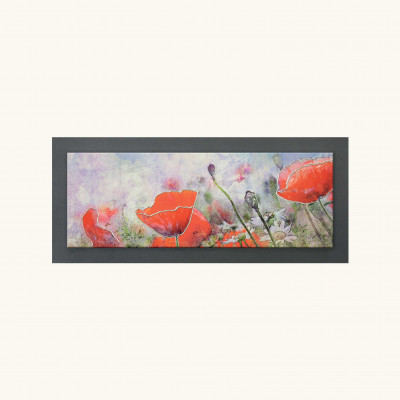 Artitalia - Quadro decò in legno tema paesaggio in rilievo dettagli in argento 100X50 - Colore: Ardesia - SKU: PCM1009-100X50