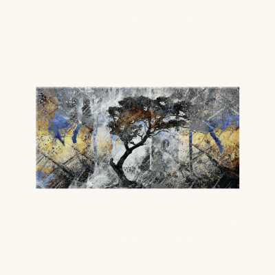 Artitalia - Quadro moderno materico astratto in rilievo 3d e dettagli foglia argento 120X60 - SKU: PCM2006-120X60