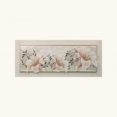  Artitalia - Quadro con tema floreale in rilievo decoro in resina e foglia oro 155x65 - SKU: PD1033 