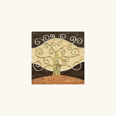  Artitalia - Quadretto con tema in rilievo albero della vita dettagli foglia argento 35x35 - Colore: Oro - SKU: PD262 
