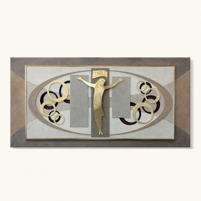 Artitalia - Quadro per camera da letto in stile moderno con crocifisso 120x60 - SKU: PD6116