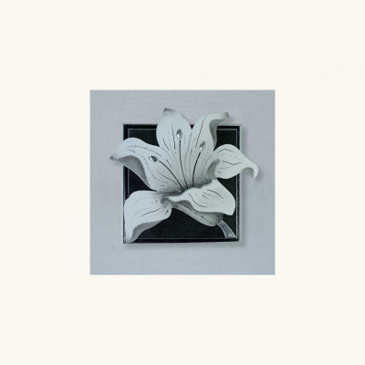  Artitalia - Quadretto in legno a tema materico in rilievo floreale foglia argento 35x35 - Colore: Ardesia - SKU: PDA058 