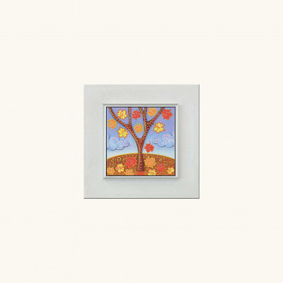  Artitalia - Quadretto con tema Autunno stile materico con colori fluorescenti moderno 35x35 - SKU: PDA39 