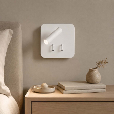 Perenz Plug Applique a Led di design moderno con doppia luce con faretto orientabile Colore: Bianco