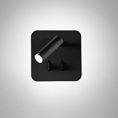 Perenz - Plug - Applique a Led di design moderno con doppia luce con faretto orientabile - Colore: Nero - 2 Lampadine - Led Integrato - 6W - 346+150(Faretto) - Gradi Kelvin 3000k Luce Calda - SKU: 6704NLC