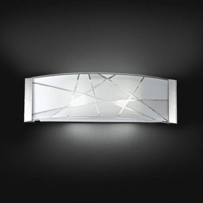 Perenz - Fish - Applique rettangolare grande moderna in metallo con paralume in vetro decorato - Colore: Bianco - 2 Lampadine E27 60W - IP20 - SKU: 5946