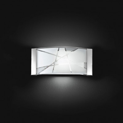 Perenz - Fish - Applique rettangolare piccola moderna in metallo con paralume in vetro decorato - Colore: Bianco - 1 Lampadina E27 60W - IP20 - SKU: 5944