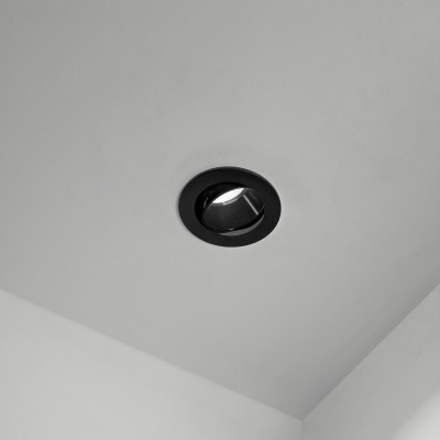 Perenz - Oasis - Faretto da incasso con struttura in metallo rotonda diffusore orientabile - Colore: Nero - 1 Lampadina - GU10 - 35W - IP20 - SKU: 8366N
